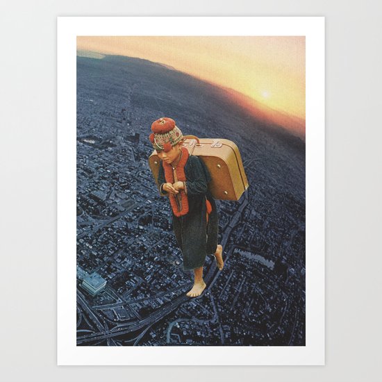 little boy with a big burden Art Print