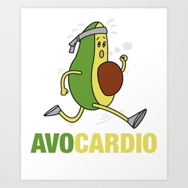 Avocado Saying Avocardio Cardio vegan Art Print | Healthy, Painting, Nutrition, Vegetarian, Guacamole, Giftidea, Avocadofans, Cooking, Vegan, Gift 