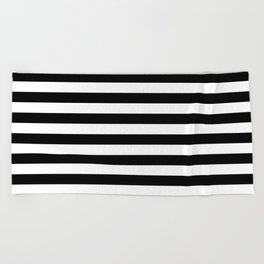 Black and White Horizontal Stripes | Classic Cabana Stripe Beach Towel