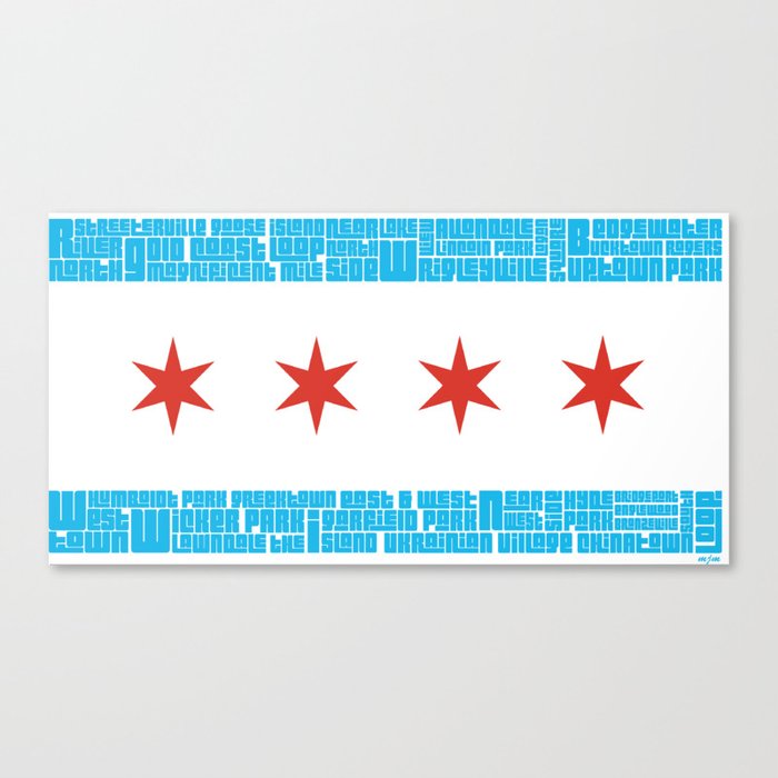 Chicago Flag Towns Canvas Print
