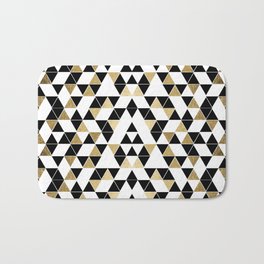 Modern Black, White, and Faux Gold Triangles Bath Mat | Digital, Pattern, Abstract, Black and White 