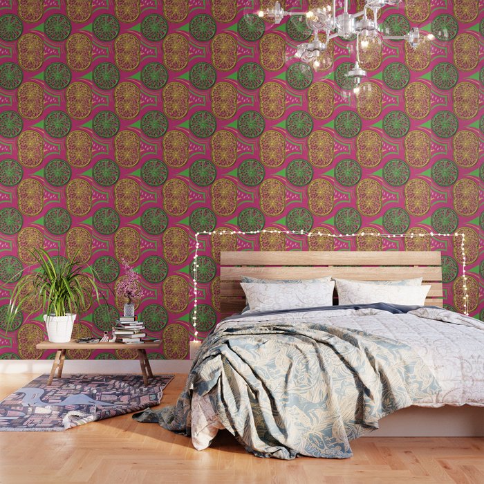 Lemons and Limes - Bright Hot Pink, Lime and Sunshine Yellow Wallpaper