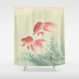 Goldfish Vintage Japanese Woodblock Print Shower Curtain