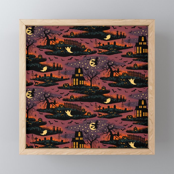 Halloween Night - Bonfire Glow Framed Mini Art Print