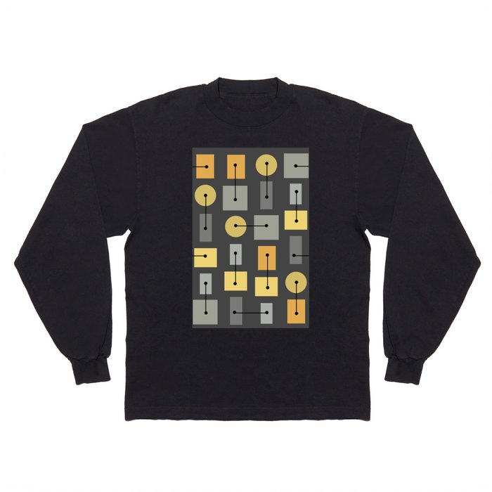 Atomic Age Simple Shapes Yellow Gray 2 Long Sleeve T Shirt