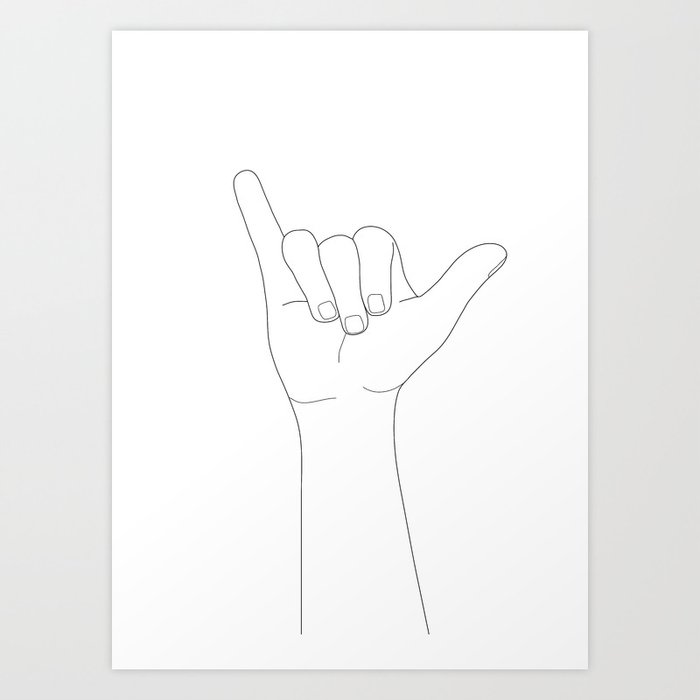 Minimal Line Art Shaka Hand Gesture Kunstdrucke Minimal Line Art Shaka Hand Gesture Kunstdrucke