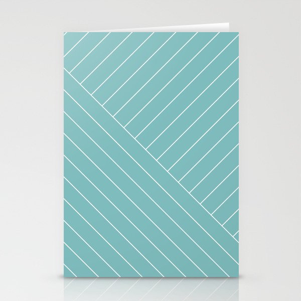 Abstract geometric lines soft turquoise Stationery Cards