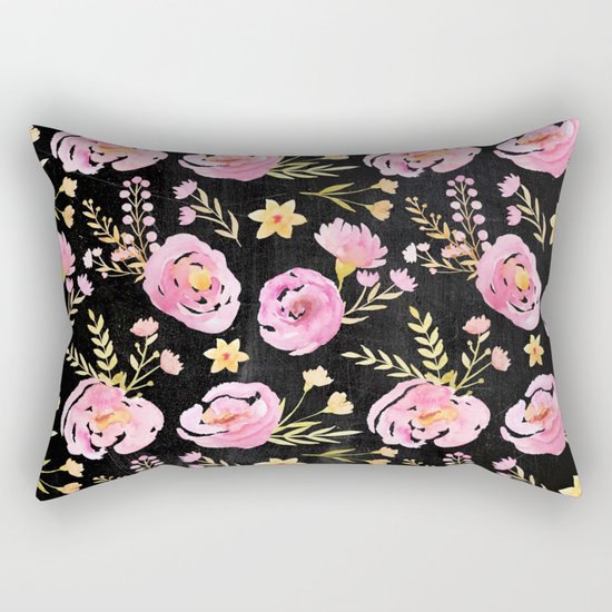 Delicate Poppy Pattern On Chalkboard Rectangular Pillow