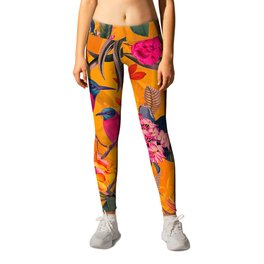 Vintage And Shabby Chic - Colorful Summer Botanical Jungle Garden Leggings