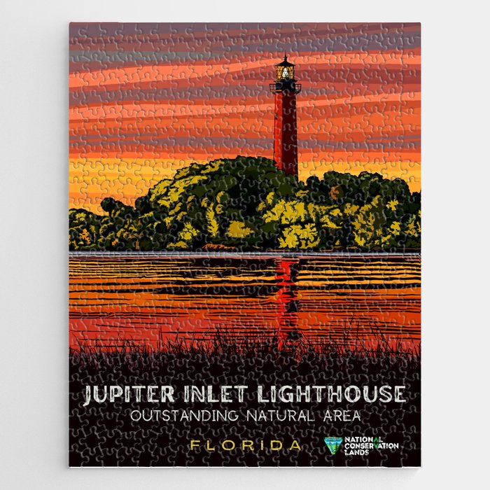 Jupiter Inlet Lighthouse - Vintage Poster Jigsaw Puzzle