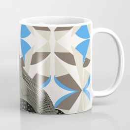 Seal sitting on rock with brown and blue patterned background Mug