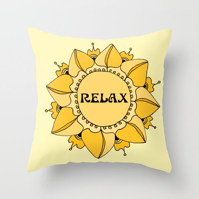 Relax Nouveau Golden Sun Mandala Throw Pillow