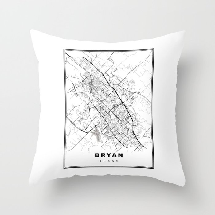 Bryan Map Throw Pillow