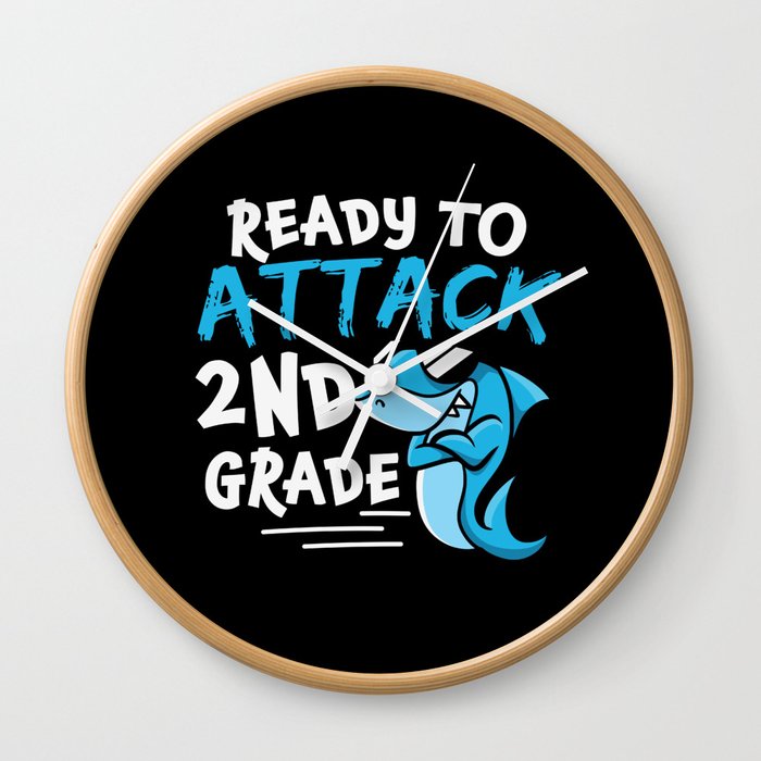 Ready To Attack 2nd Grade Shark Wall Clock