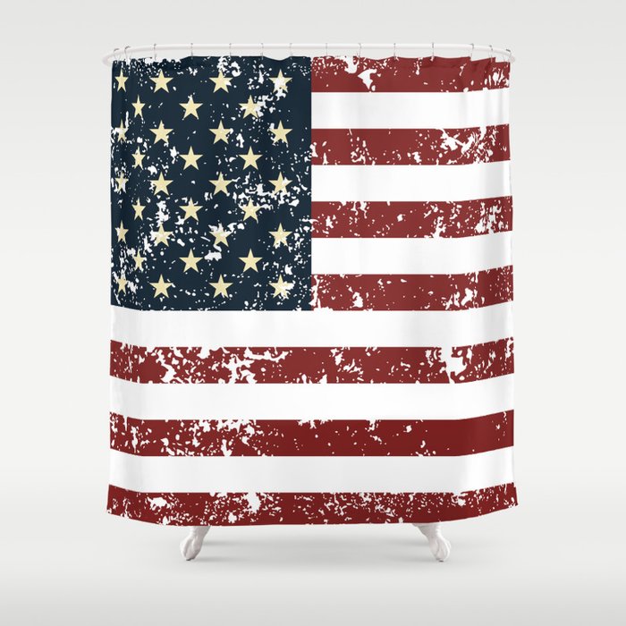 Old scratched USA flag Shower Curtain