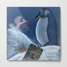 Penguin and ostrich Metal Print