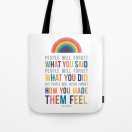 People Will Never Forget How You Made Them Feel Maya Angelou Quote Art Tote Bag