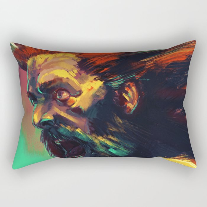 Fantasy Bearded Viking Berserker Portrait - Rusted Copper Rectangular Pillow