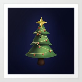 Christmas Tree with red ornaments Art Print