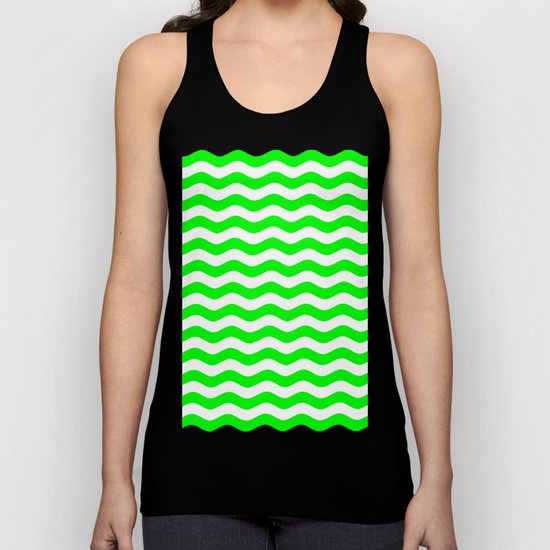 Wavy Stripes (Green/White) Unisex Tank Top