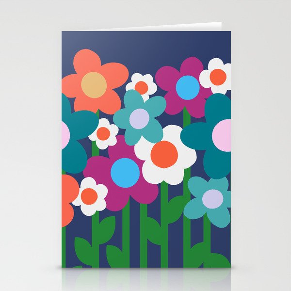 Field of Flowers on Blue Stationery Cards