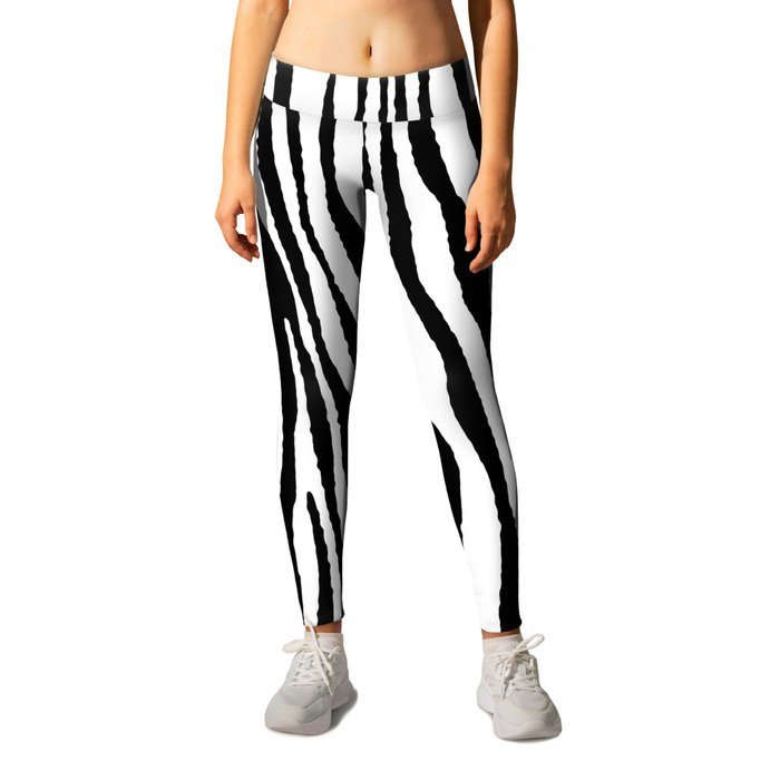 Vegan Zebra Fur Animal Print Design (Black) Leggings