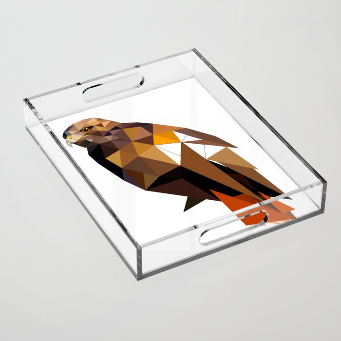 Hawk, Wild and free, Geometric birds Acrylic Tray
