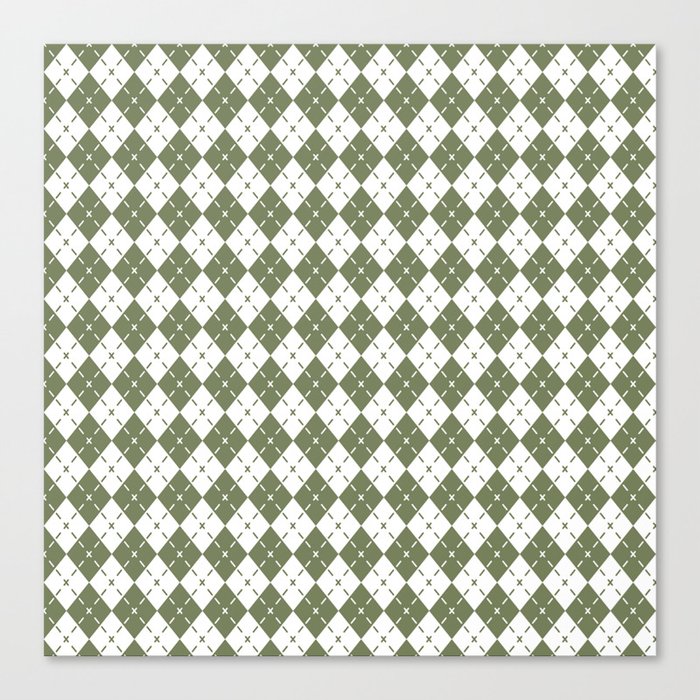 Trendy Sage Green Diamond Argyle Pattern Canvas Print