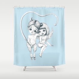 Angel and demon love Shower Curtain