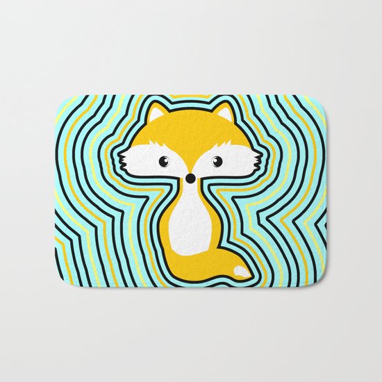 Orange fox and waves Bath Mat