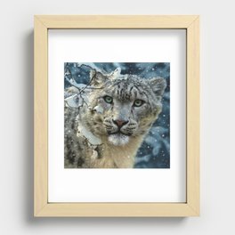 Snow Leopard Recessed Framed Print