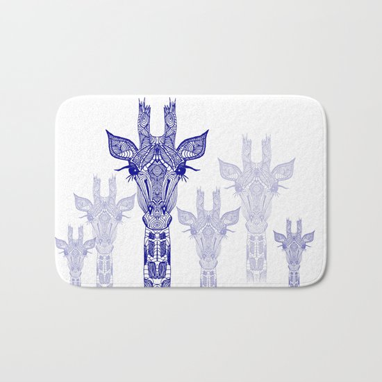 GIRAFFE BLUE Bath Mat