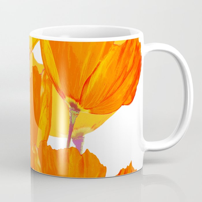 Orange and Yellow Poppies On A White Background #decor #society6 #buyart Coffee Mug