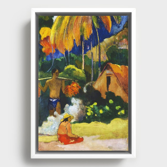 Paul Gauguin "Landscape in Tahiti (Mahana Maà)" Framed Canvas