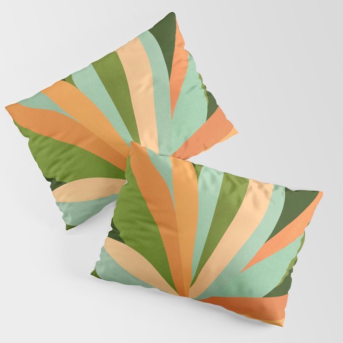 Colorful Agave Painted Cactus Illustration Pillow Sham
