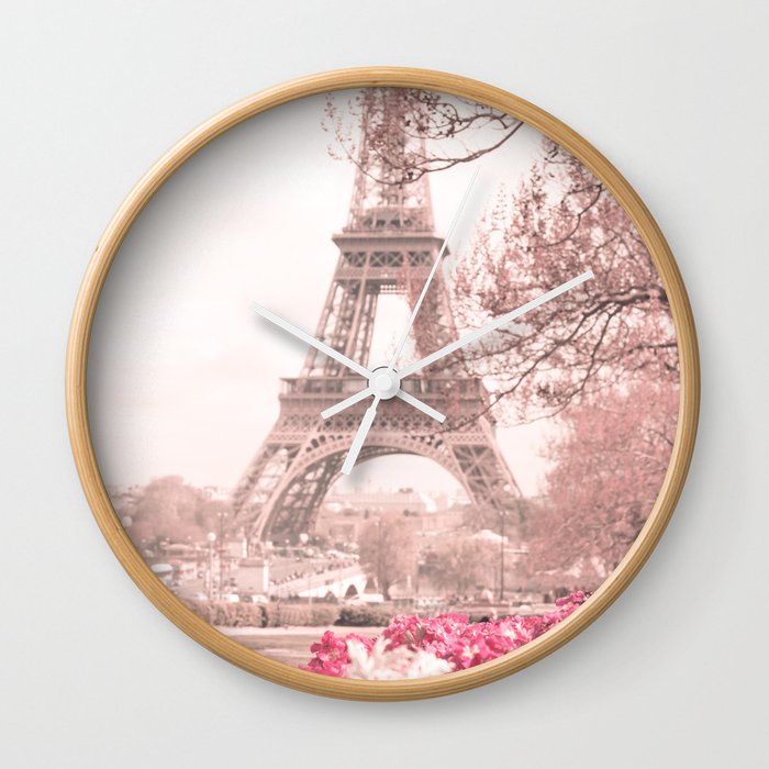 Paris Nursery, White, Eiffel Tower Wall Clock