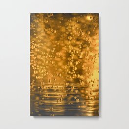 Golden water bubbles closeup macro with blurry effects Metal Print