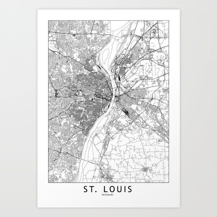 St. Louis White Map Art Print by multipliCITY Society6