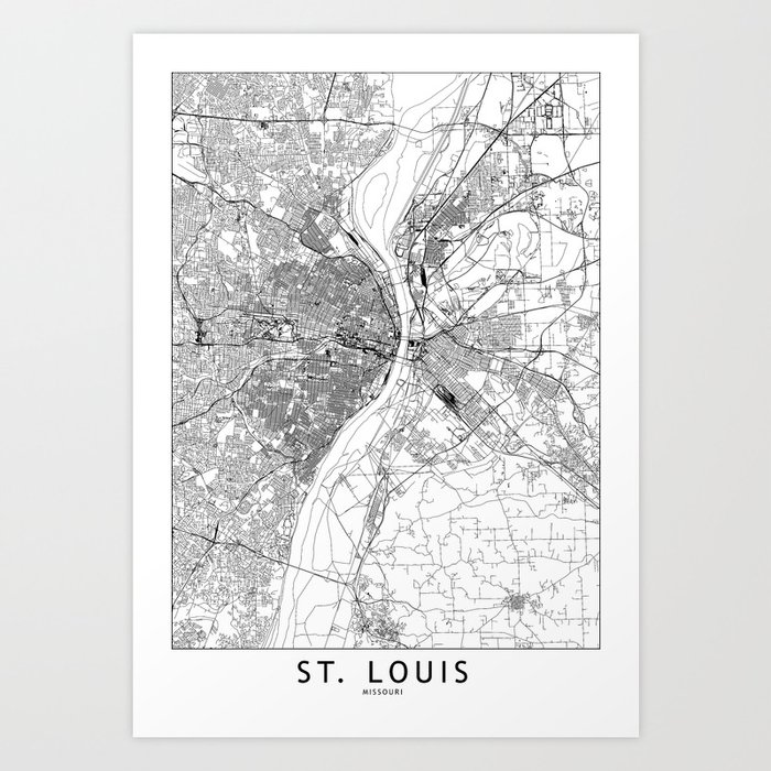 St. Louis White Map Art Print