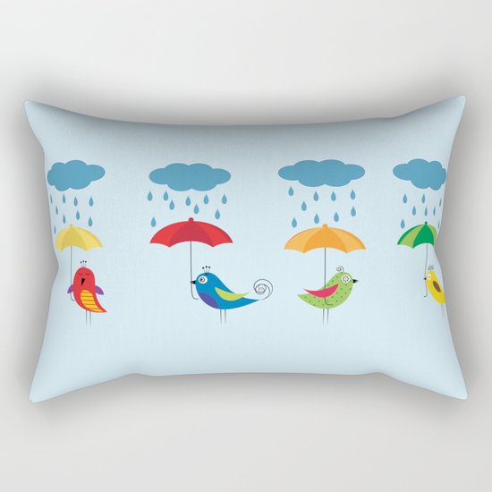 Birds with umbrellas Rectangular Pillow