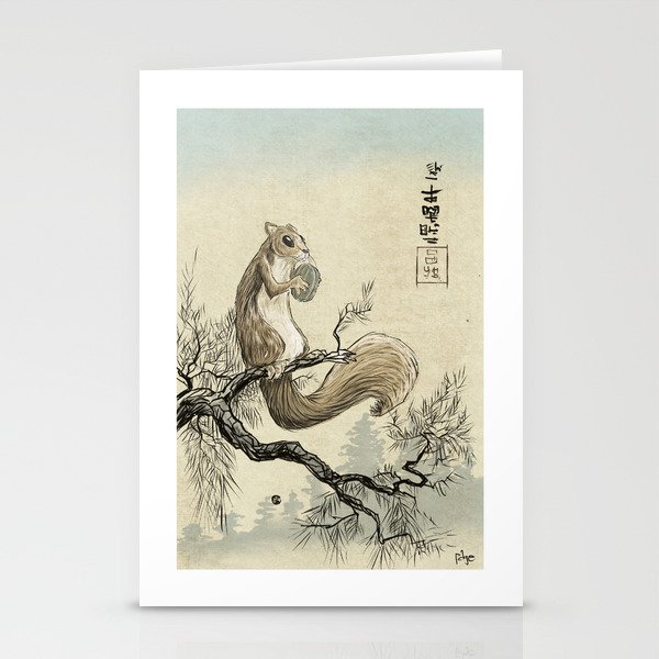 Woodblock Squirrel Stationery Cards