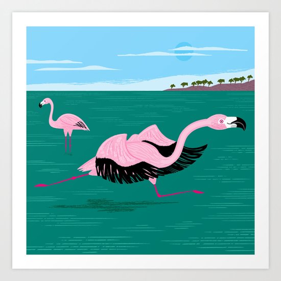Go Flamingo Go Art Print