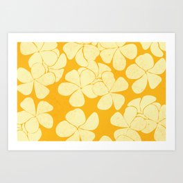 Frangipani Plumeria on Pretty Yellow Art Print