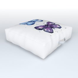 Butterflies Watercolor Blue and Purple Butterfly Outdoor Floor Cushion