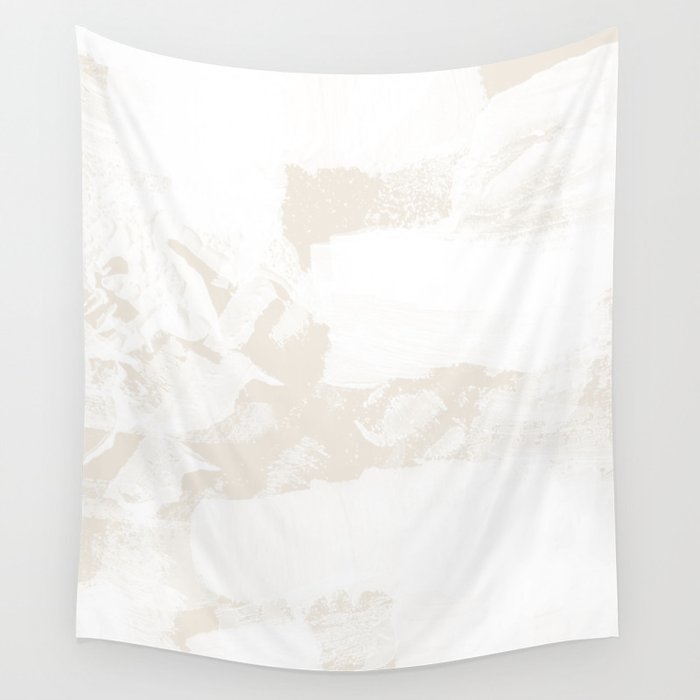 Beige Wall Art with white brush strokes. Wall Tapestry by Gallery432