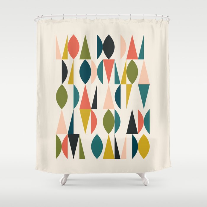 Mid Century Modern Abstract Colorful, Colorful Funky Shower Curtain