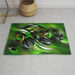 Black and green original abstract digital artwork Area & Throw Rug