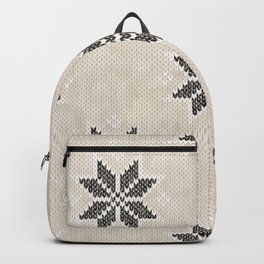 Cozy Boho Nordic Christmas Knitted Snowflakes Pattern Neutral and Black Backpack | Neutral, Knitted, Rustic, Snowflakes, Scandi, Christmas, Bohemian, Festive, Graphicdesign, Pattern 