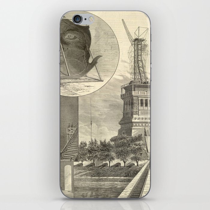 Construction of The Statue of Liberty Illustration iPhone Skin
