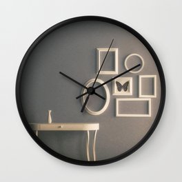 Photo Frames on Wall in Vintage Interior Wall Clock